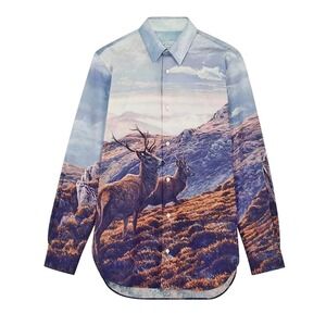 NWT Stella McCartney AW18 Ben Halton Stags Wild Life Print Shirt Mens Size 39/ M